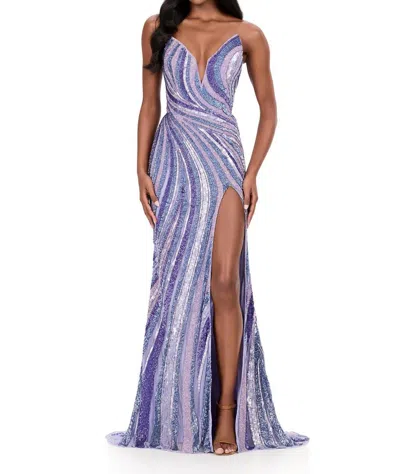Ashleylauren Sweetheart Fitted Swirl Pattern Prom Dress In Lilac In Blue