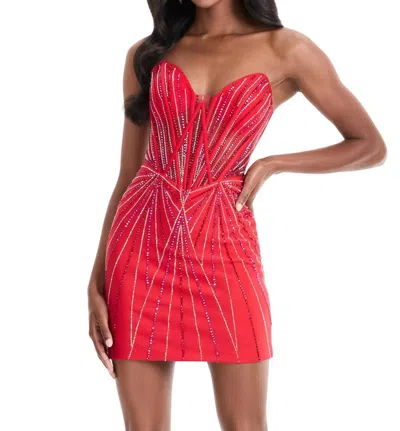Ashleylauren Sweetheart Neckline Mini Dress In Red