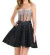 Ashleylauren Sweetheart Satin Mini Dress In Black In Black