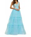 Ashleylauren Tiered Ruffle Ball Gown In Sky In Blue