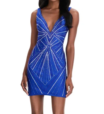Ashleylauren V-neck Cocktail Dress In Royal In Blue