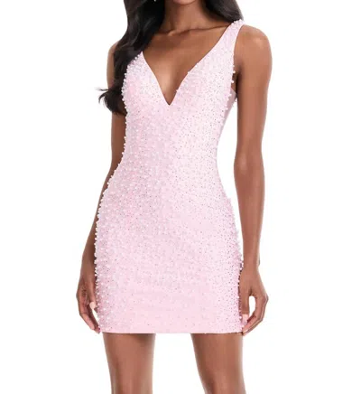 Ashleylauren V Neckline Mini Dress In Ice Pink