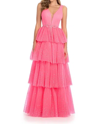 Ashleylauren V-neckline Prom Dress In Hot Pink