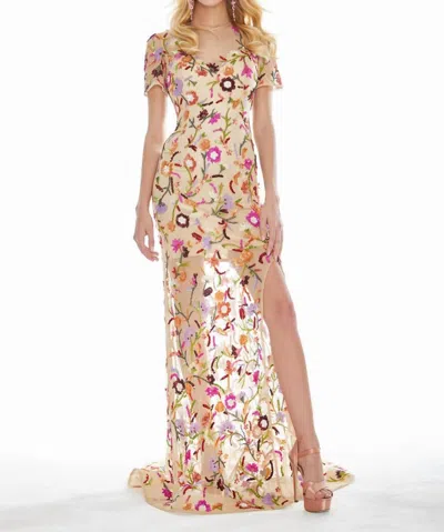 Ashleylauren Women's Prom Dress In Nude/multi