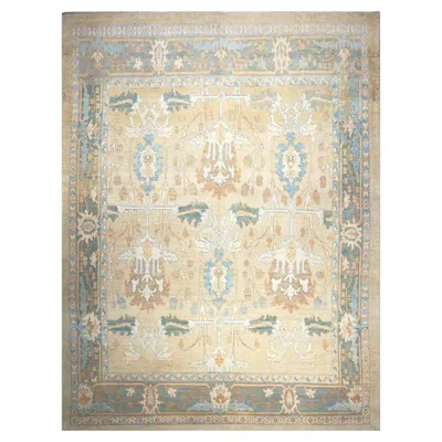 Pre-owned Ashly Fine Rugs 1 Turkish Donegal Wool 11x15 Tan And Blue Handmade Area Rug