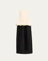 Ashlyn Amell Persimmon Wool-taffeta Peplum Maxi Dress In Black