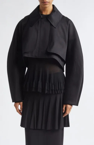 Ashlyn Beckett Crop Cotton Sateen Swing Jacket In Black
