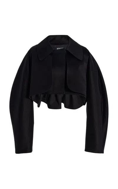 Ashlyn Beckett Cropped Cotton Trench Jacket In Black