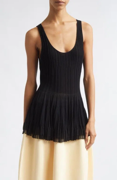 Ashlyn Bennett Layered Hem Rib Sweater Tank In Black