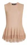 Ashlyn Bennett Pleated Hem Peplum Crewneck In Brown