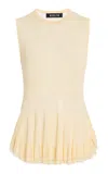 Ashlyn Bennett Pleated Hem Peplum Crewneck In Yellow