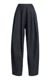 Ashlyn Blaine Linen-blend Long Pants In Blue