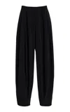 Ashlyn Blaine Pleated Satin Back Crepe Pants In Black