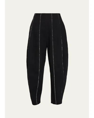 Ashlyn Boiled Wool Paneled Barrel-leg Ankle Pants In Multi