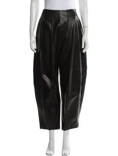 Pre-owned Ashlyn Calf Leather Wide Leg Pants W/ Tags In Black