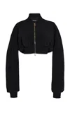Ashlyn Carter Micro Cropped Bomber In Black