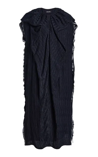 Ashlyn Cascade Knit Mini Dress In Black