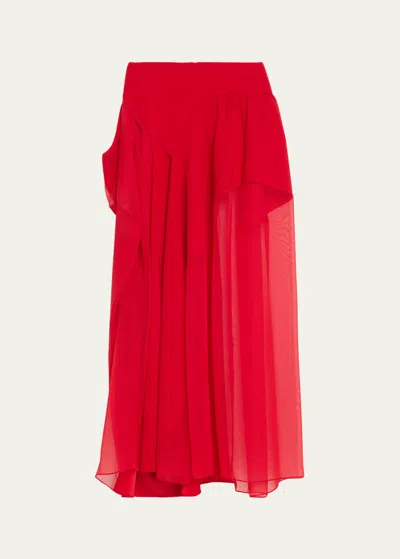 Ashlyn Claire Overlay Maxi Skirt In Red