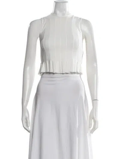 Pre-owned Ashlyn Crew Neck Sleeveless Crop Top In White