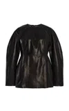 Ashlyn Emory Oversized Leather Top In Black