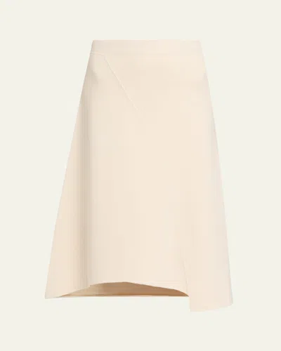 Ashlyn Felix Asymmetric Knit Midi Skirt In White