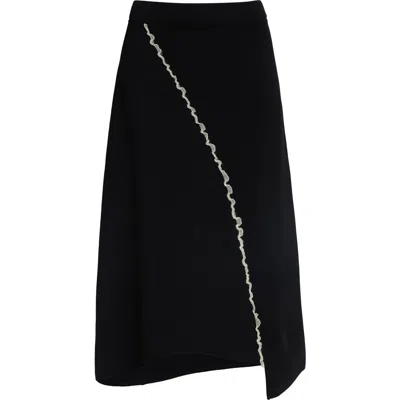 Ashlyn Felix Asymmetric Ruffle Trim Skirt In Black