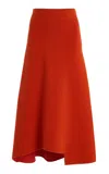Ashlyn Felix Wool-knit Midi Skirt In Orange