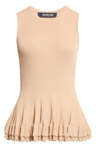 Ashlyn Greer Crew Neck Sleeveless Shell In Brown