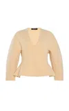 Ashlyn Henry Wool Cropped Peplum Top In Ivory