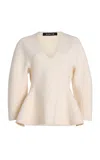 Ashlyn Henry Wool Peplum Top In Ivory