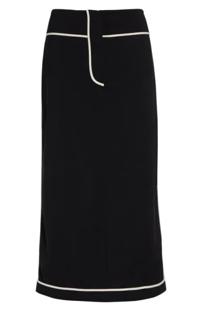 Ashlyn Kado Tropical Stretch Wool Midi Skirt In Black