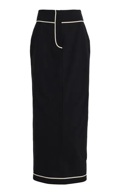 Ashlyn Kado Wool Maxi Skirt In Black