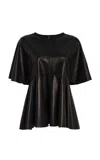 Ashlyn Kian Leather Cape Top In Black