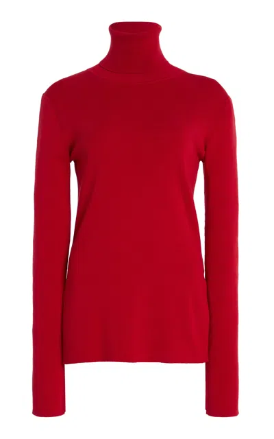 Ashlyn Kiana Silk Turtleneck In Red