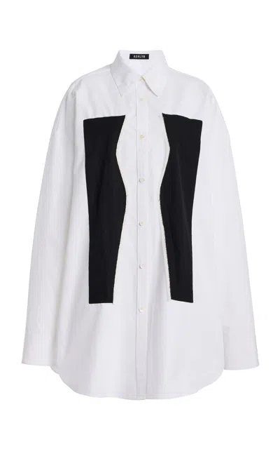 Ashlyn Kiso Cotton Jacquard Oversized Shirt In Multi