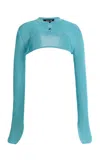 Ashlyn Liliana Cropped Micro-cardigan In Blue