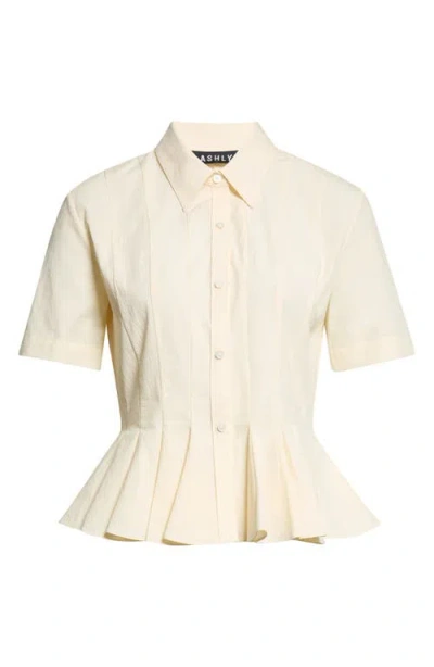 Ashlyn Lulu Cotton Button-up Shirt In White