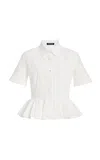Ashlyn Lulu Cotton Half Sleeve Shirt In White
