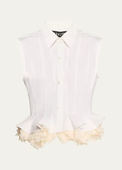 Ashlyn Lulu Tiered Peplum Shirt In White