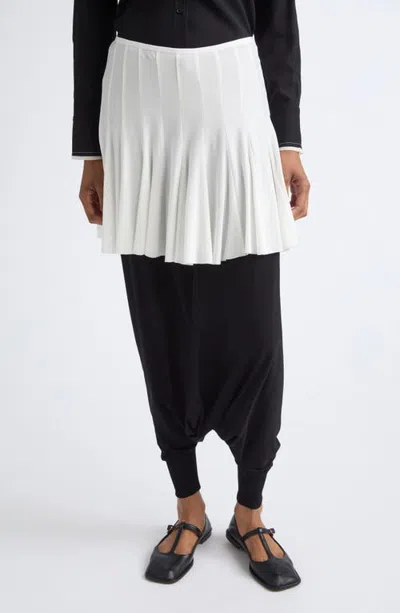 Ashlyn Lumiere Layered Pleated Pants In Black/white