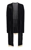 Ashlyn Mine Contrast Trim Wrap Cardigan In Black
