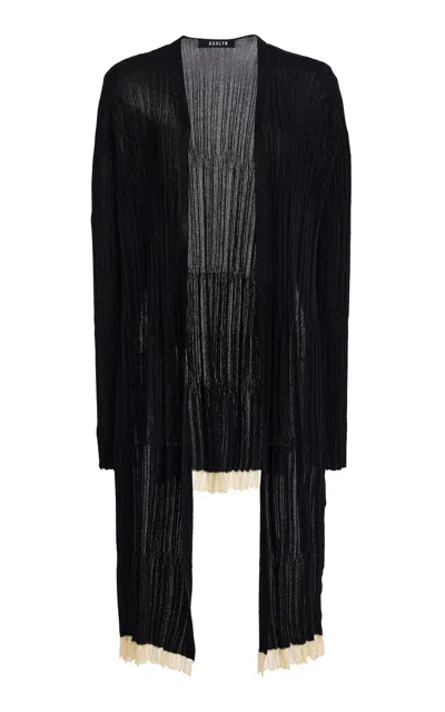 Ashlyn Mine Contrast Trim Wrap Cardigan In Black