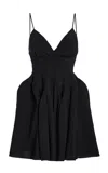 Ashlyn Perry Pleated Wool Mini Dress In Black