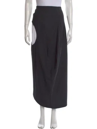 Pre-owned Ashlyn Pleated Accents Midi Length Skirt In Gray