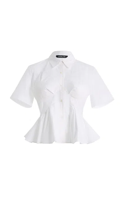 Ashlyn Puzzle Cotton Top In White