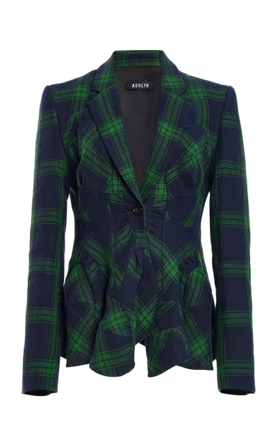 Ashlyn Puzzle Linen Jacket In Green