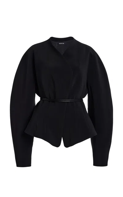 Ashlyn Reed Pleated-hem Jacket In Black