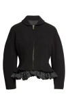 Ashlyn Roya Ruffle Trim Jacket In Black