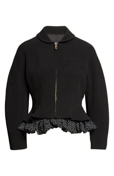 Ashlyn Roya Ruffle Trim Jacket In Black