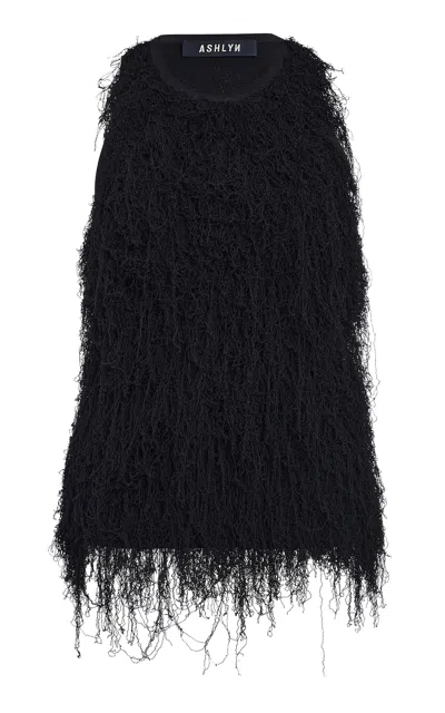 Ashlyn Ruffled Knit Tank Top In Black